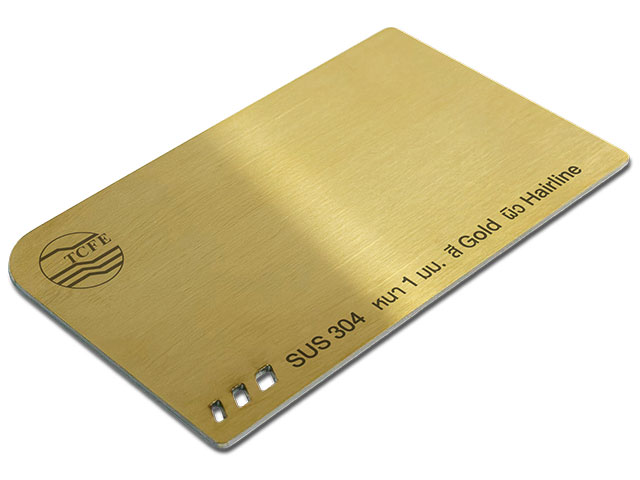 สแตนเลสสีทอง ผิวแฮร์ไลน์ เลเซอร์มาร์กตัวอักษร ฉลุลาย
